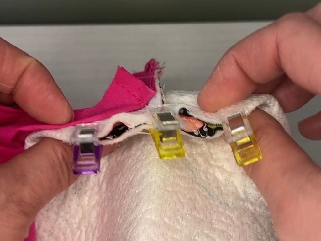 pinning the box corners of a boxy bag